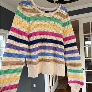 Gap Crochet Colorful Striped Sweater size L